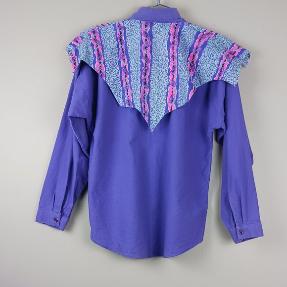 SASSA| Vintage Purple Western Southwestern Rodeo Button Down Shirt Sz Small - Picture 2 of 7